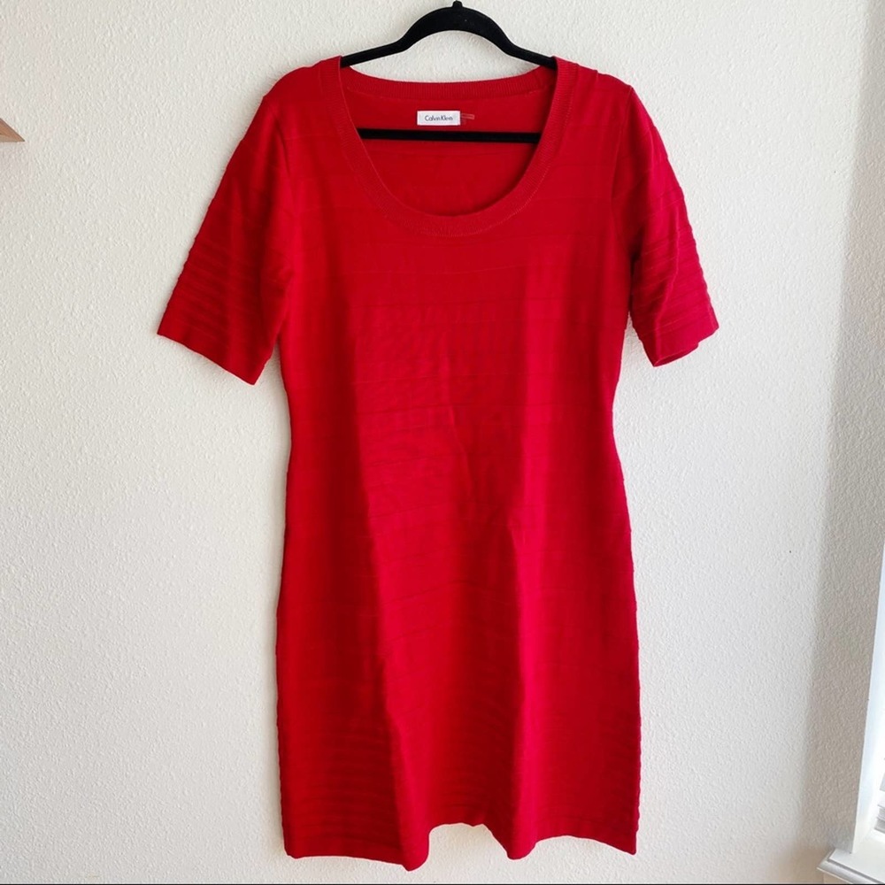 Calvin Klein Short Sleeve Knit Sweater Dress